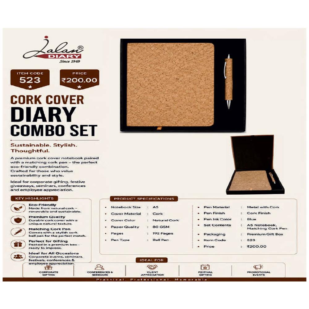 Jalan Item Code -523 Cork Cover Diary Combo Set