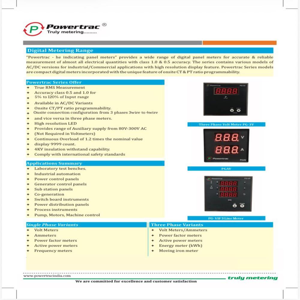 Three Phase Ac Voltage Meter - Accuracy: Class 0.1/0.5 %