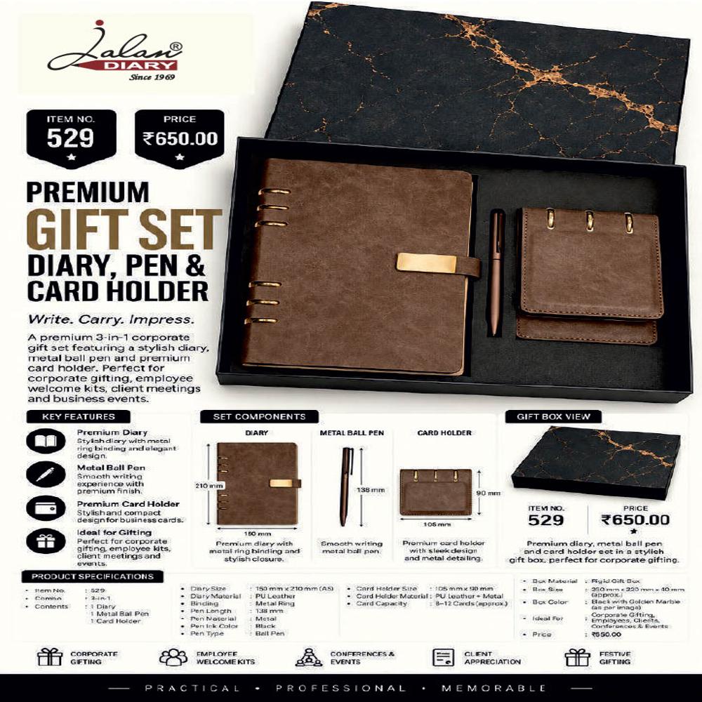 Jalan Item Code -529 Premium Gift Set Diary ,Pen & Card Holder
