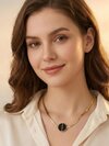 Black Round Pendant Chain Necklace