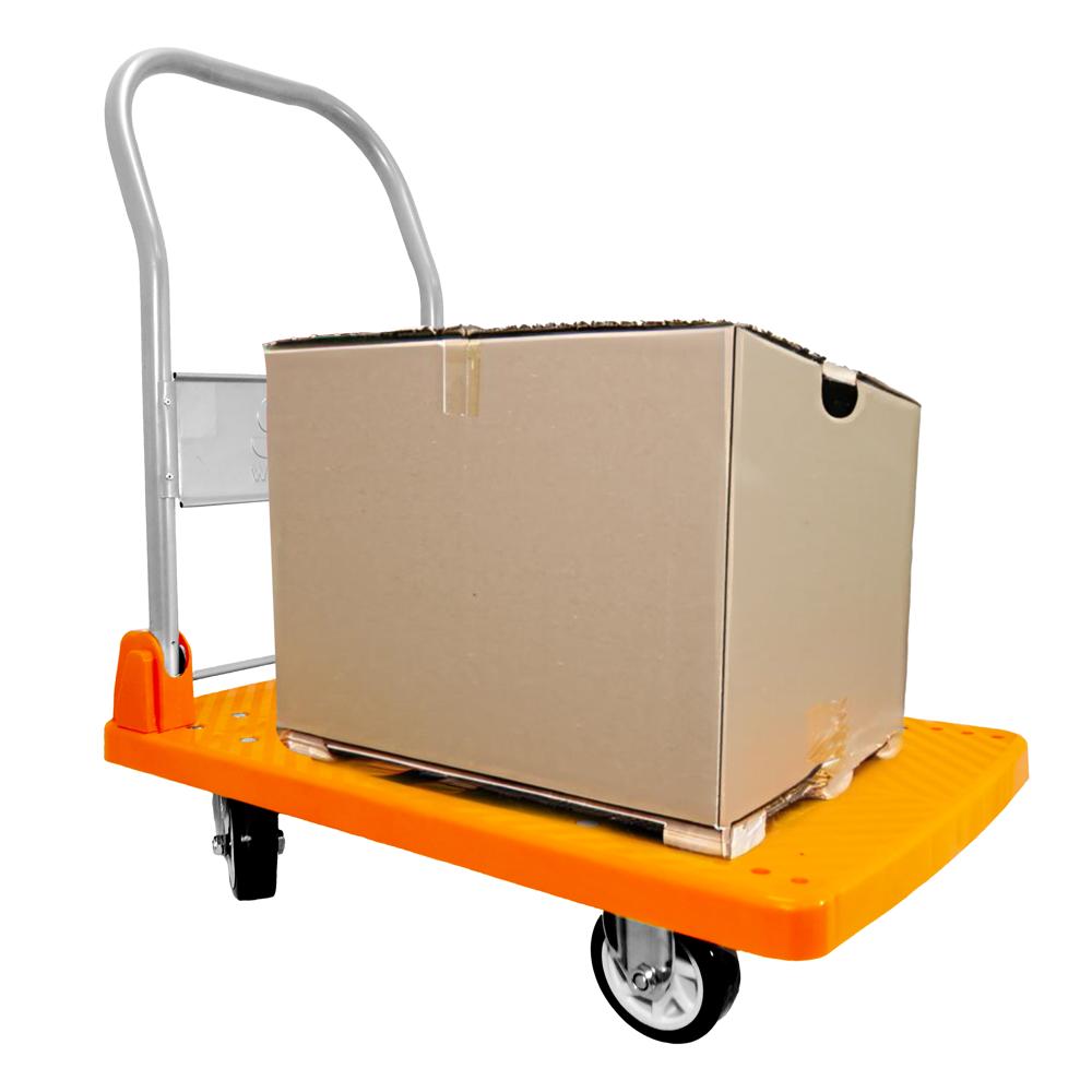 Foldable Plastic Platfrom Trolley - Color: Orange
