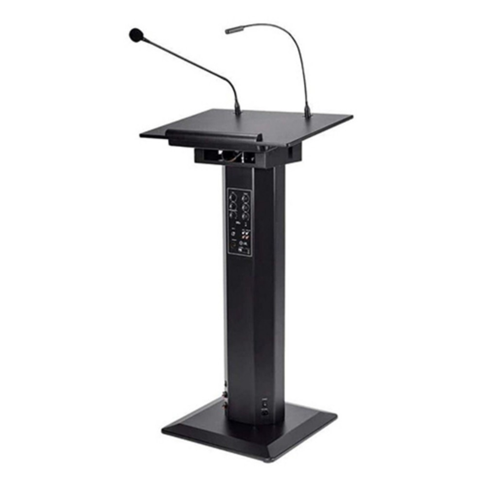 Audio Podium - Stainsteel Material, Standard Size, Black Color | Easy To Clean, Durable Iron Design, Warranty Included