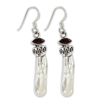 प्राकृतिक मोती रत्न चांदी की कान की बाली आभूषण