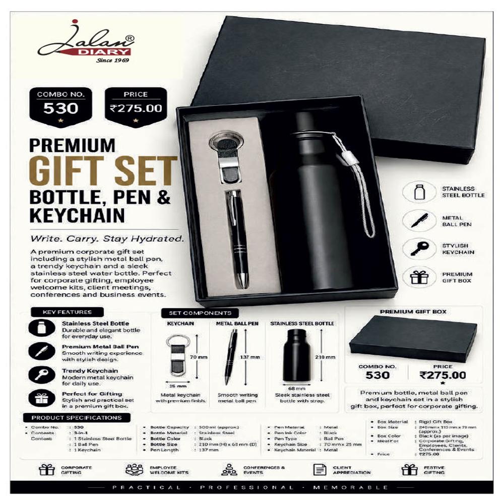 Jalan Item code -530 Premium Gift Set Bottle Pen & Keychain