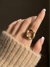 Gold Plated Hammered Round Statement Ring
