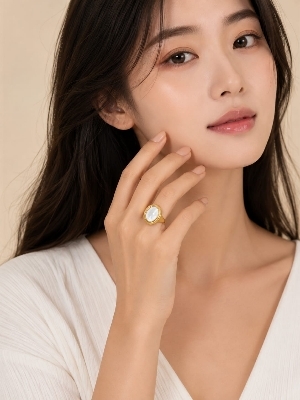 Elegant Gold Plated Oval White Stone Ring - Gender: Women