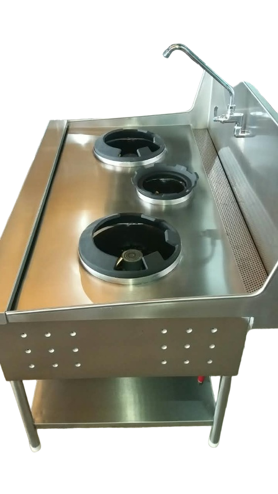 2 Burner Chinese Range with Stock Pot