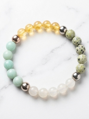 Natural Crystal Moolank 3 Bracelet For Jupiter (Guru) Power & Success - Color: Multicolor (Yellow