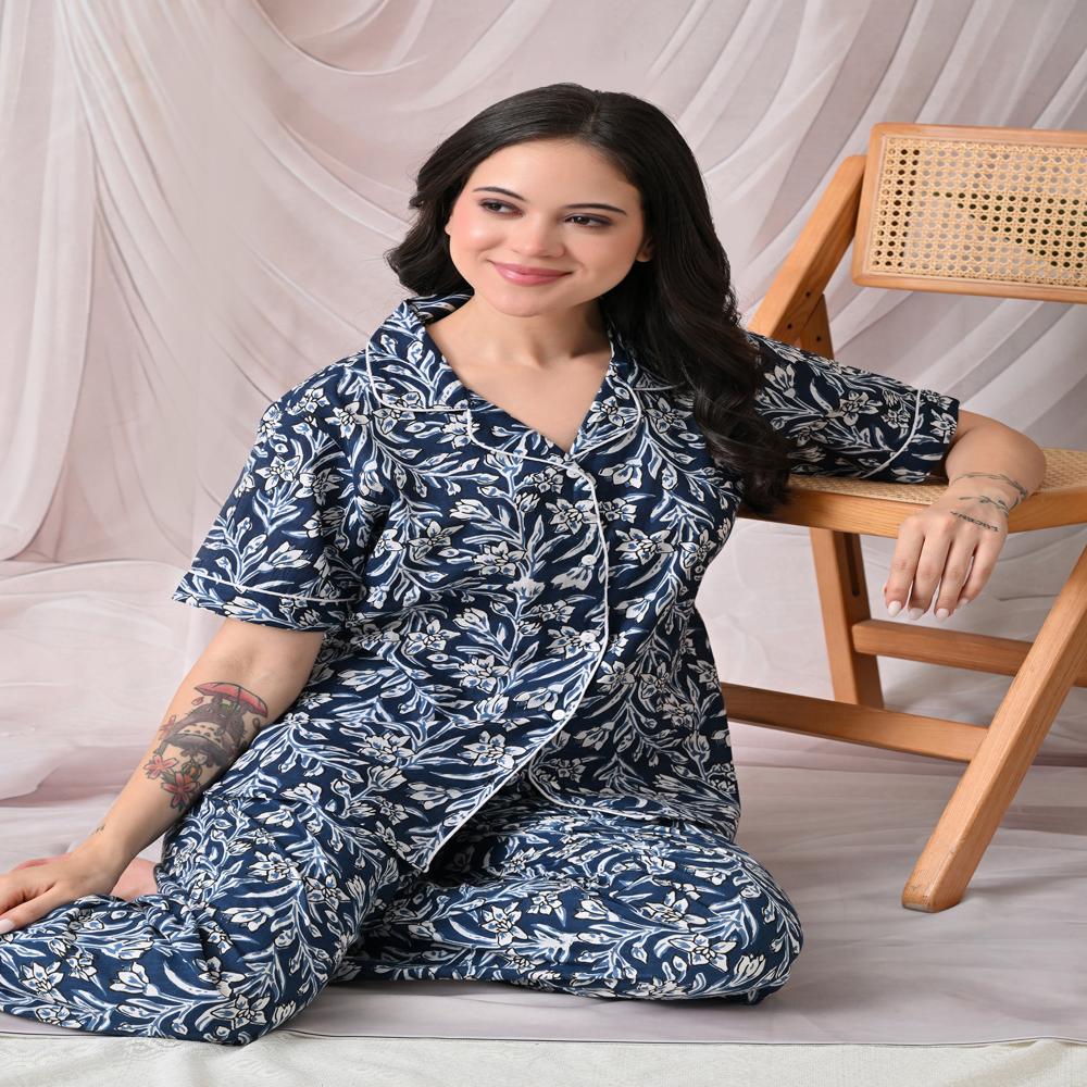 Printed Night Suit - Color: Blue