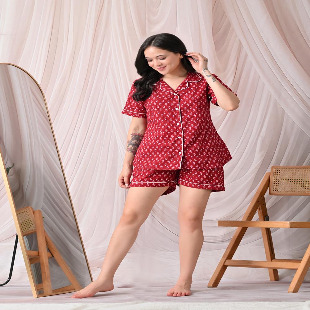 Cotton Printed Shorts Night Suit