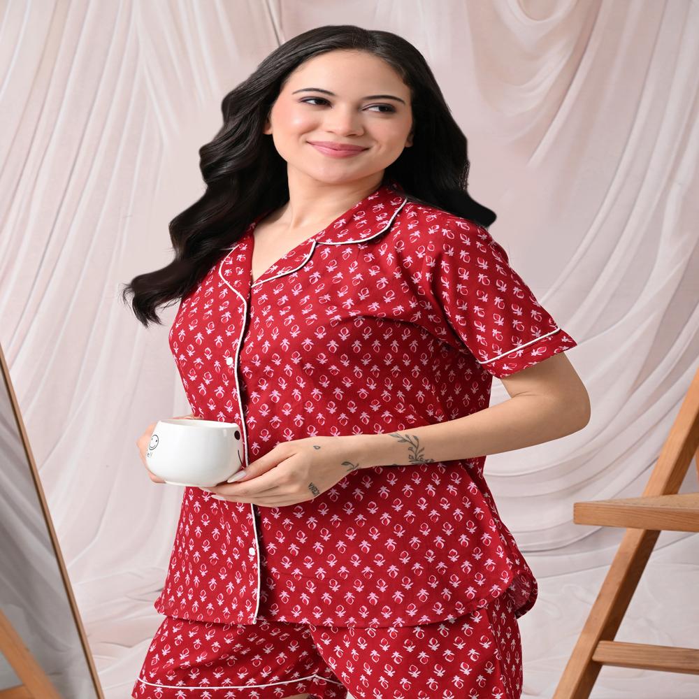 Cotton Printed Shorts Night Suit