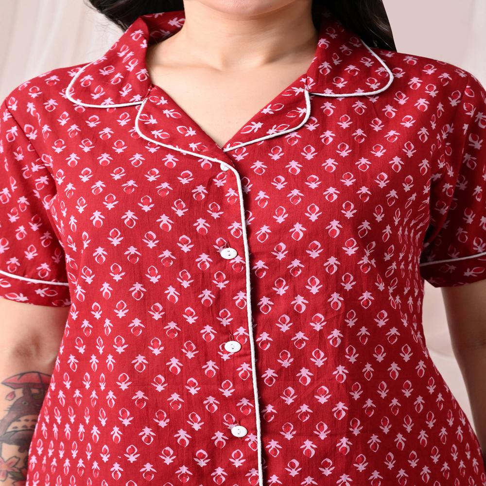 Cotton Printed Shorts Night Suit