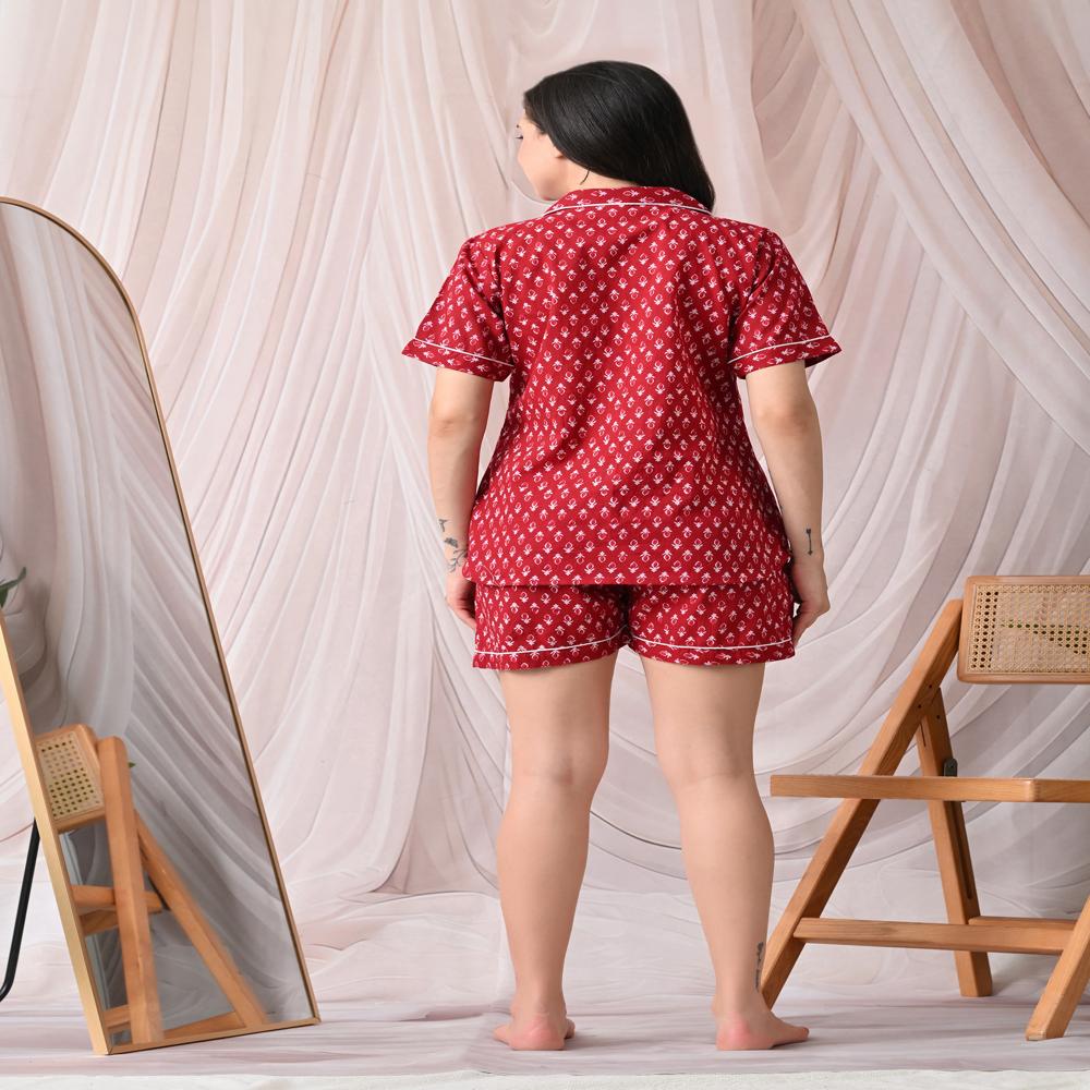 Cotton Printed Shorts Night Suit