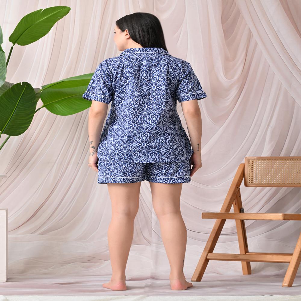 Cotton Printed Shorts Night Suit