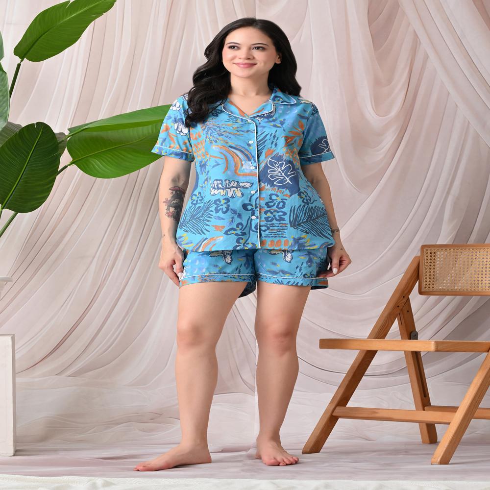 Cotton Printed Shorts Night Suit