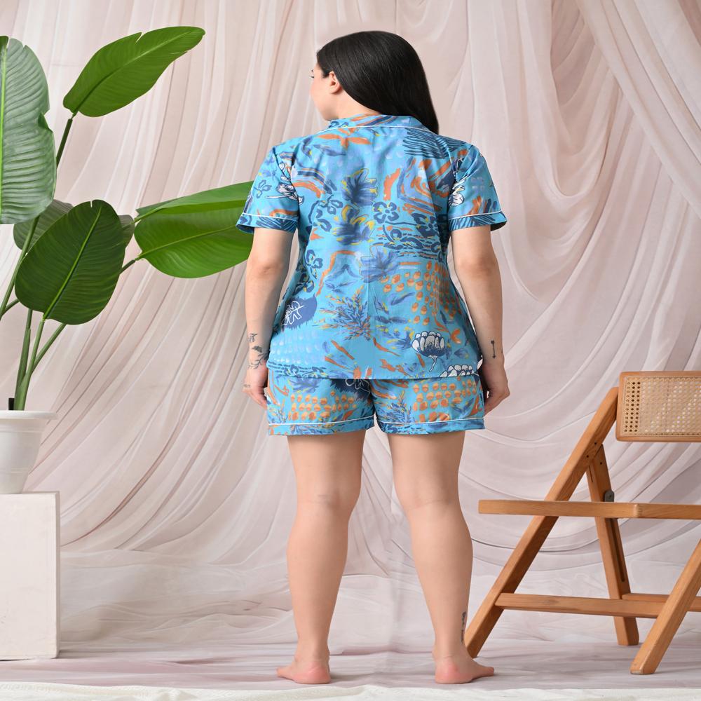 Cotton Printed Shorts Night Suit