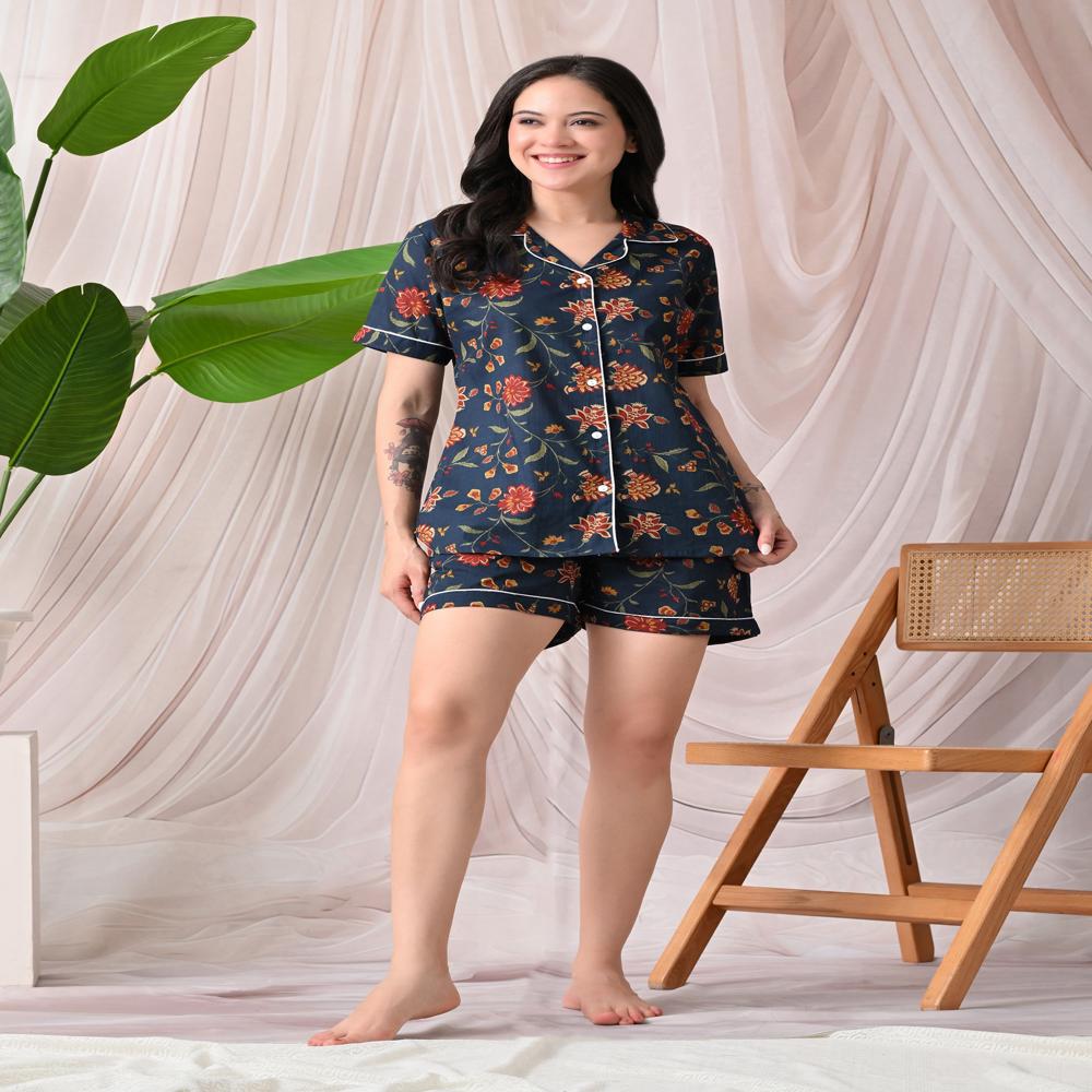 Cotton Printed Shorts Night Suit