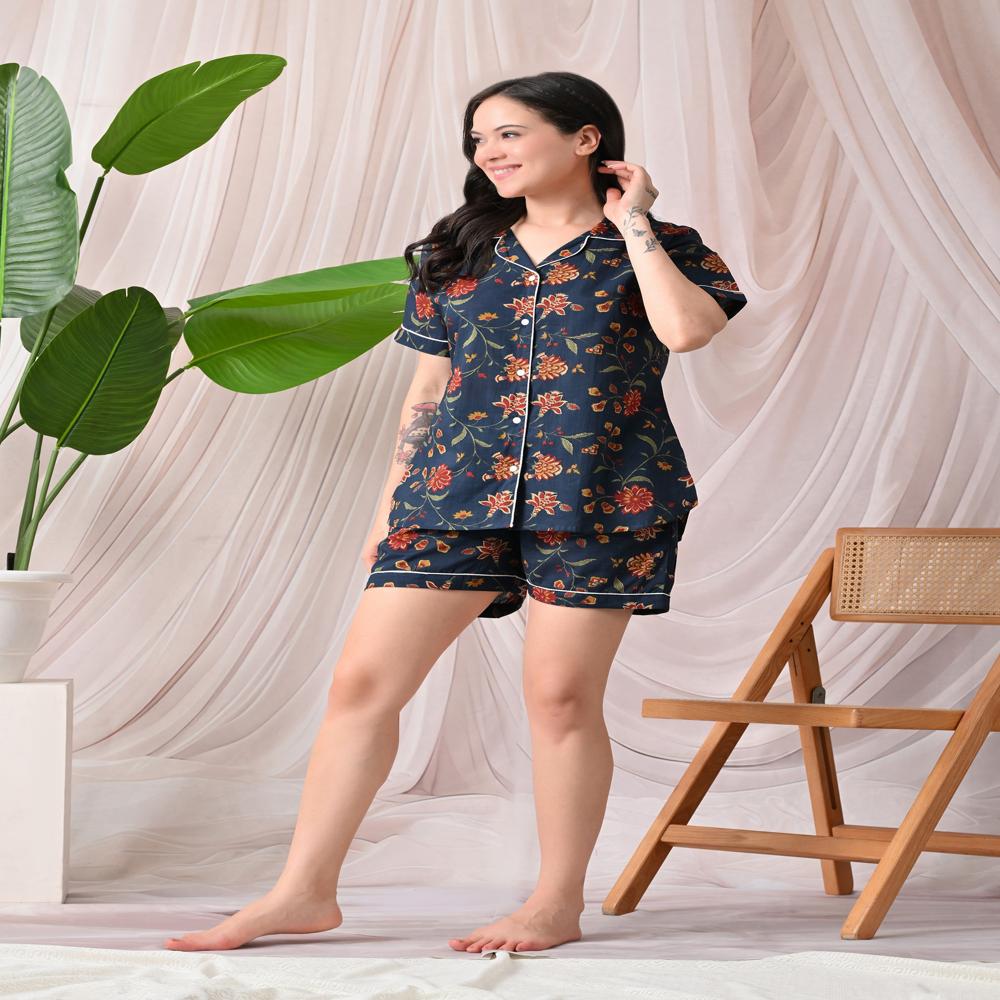 Cotton Printed Shorts Night Suit