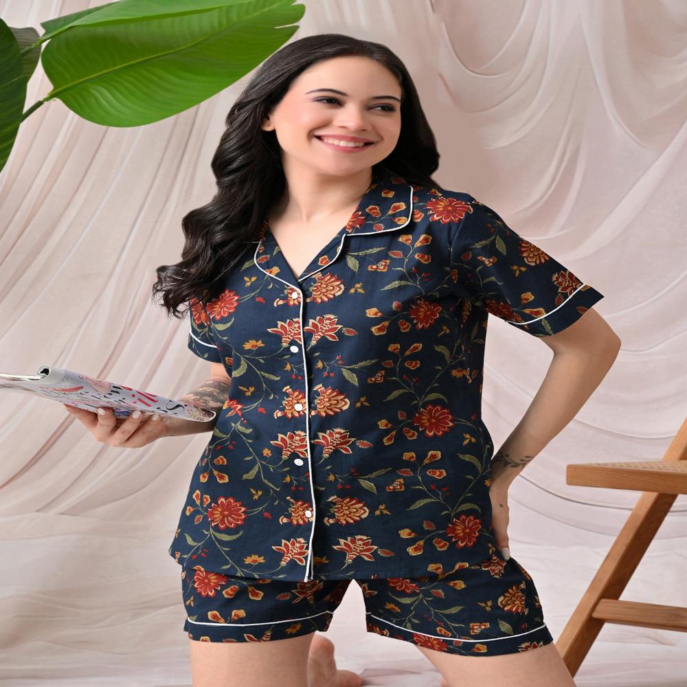 Cotton Printed Shorts Night Suit