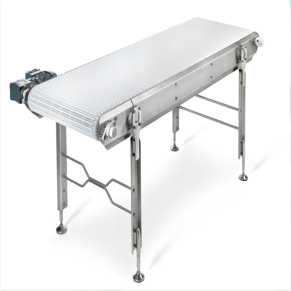 Pp Flat Belt Conveyor System - Mild Steel Frame, 500mm Belt, Green/gray, 600kg Load, End Drive, Modular Design