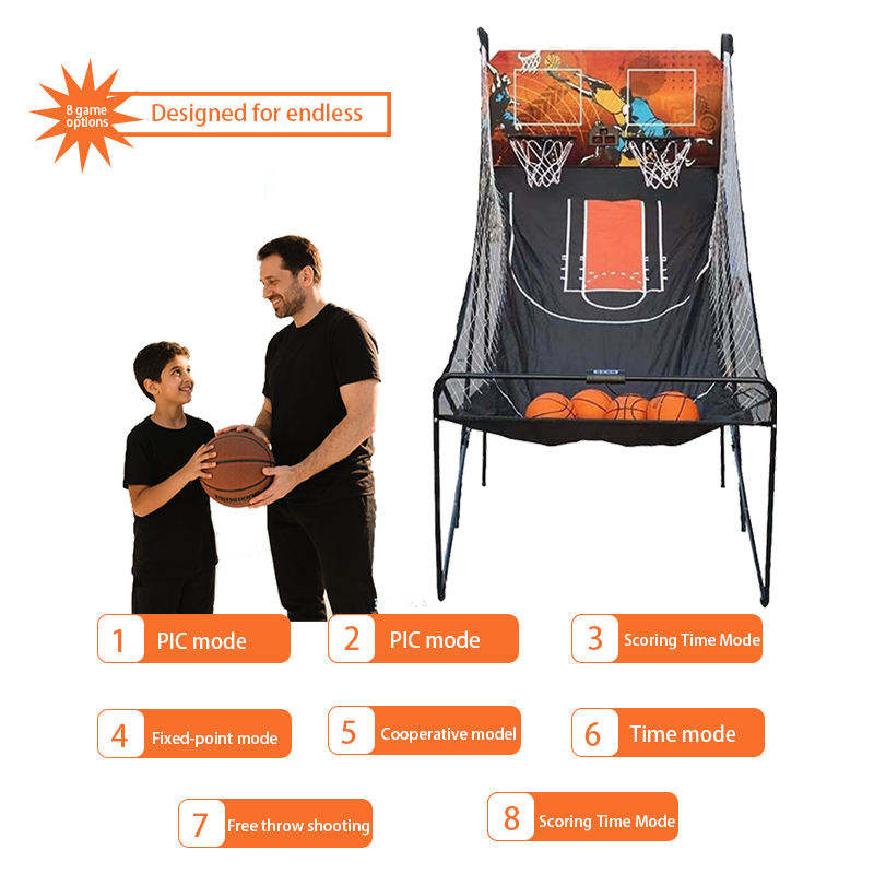 8-Mode & 2 in 1 Automatic Folding Hoop Arcade Basketball Game