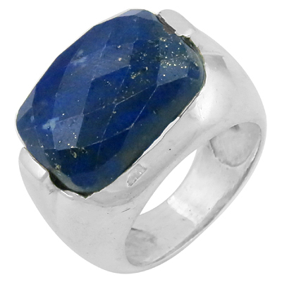 नई फैशनेबल अंडाकार लापीस लाजुली रत्न चांदी की अंगूठी
