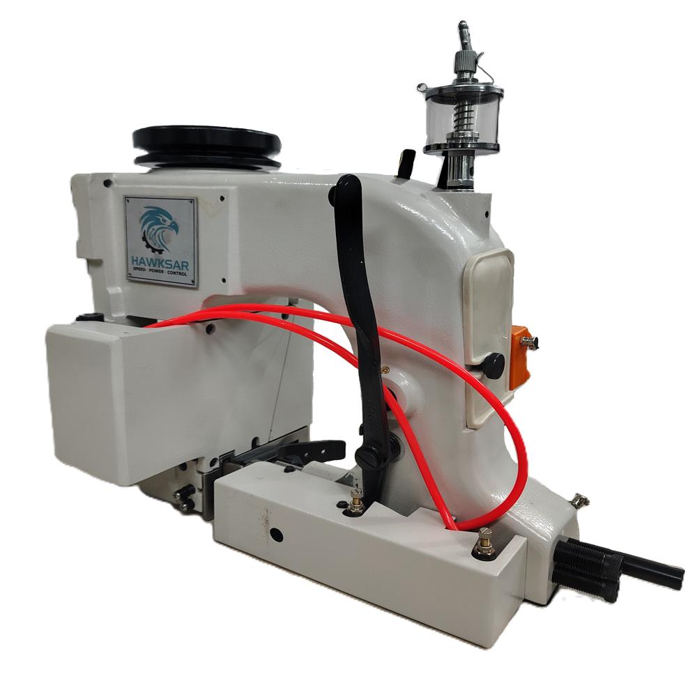Hm25-12a Automatic Bag Closing Machine - Robust Metal, Compact Size, White/black, 0.5 Hp | Fully Automatic, Conveyor Mounted, Pneumatic Cutter, Auto Lubrication, High Speed