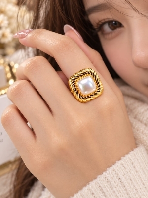 Gold Plated Pearl Statement Ring