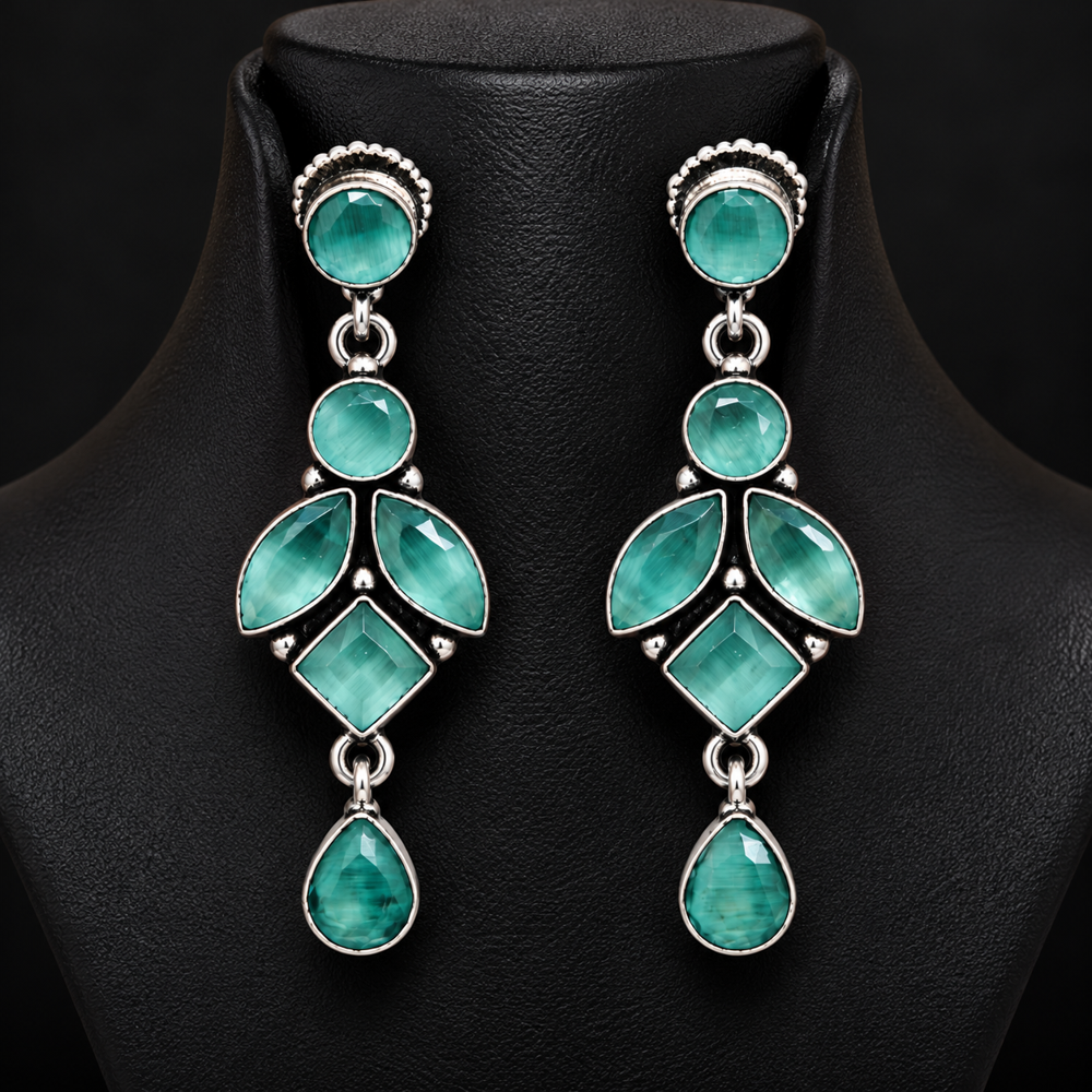 Aqua Green Fashion Dangle Earrings - Grade: A