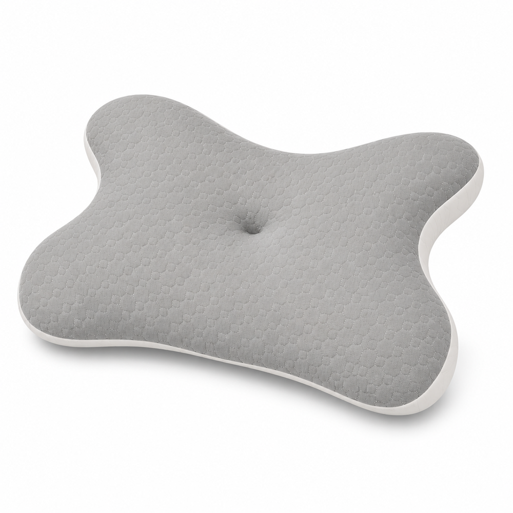 2 Side Curv Butter Fly Bed Pillow - Color: White Grey
