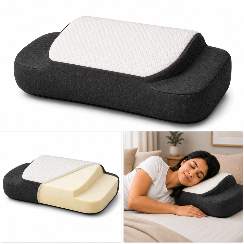 2 Step Bed Pillow - Color: Grey White