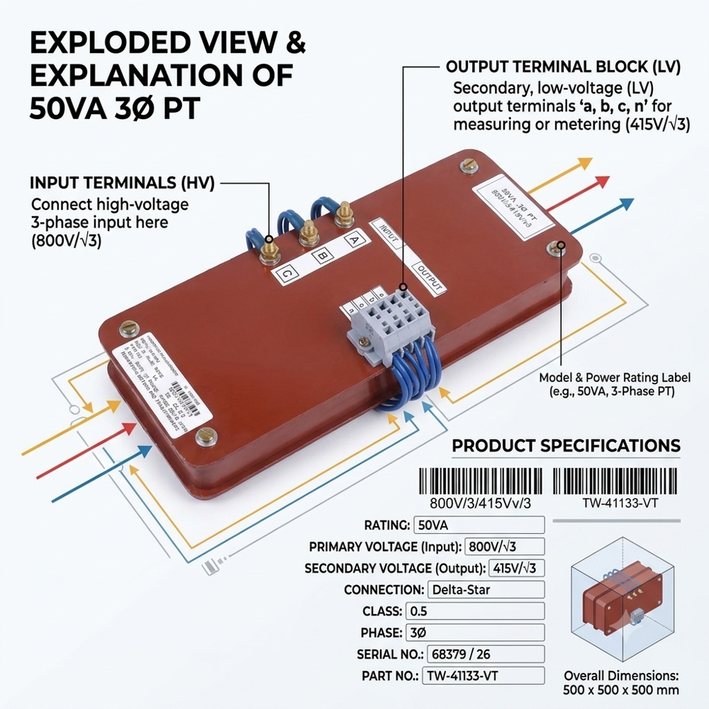 Three-phase Potential Transformer (Pt) - Capacity: 50 Va Pcs/hr