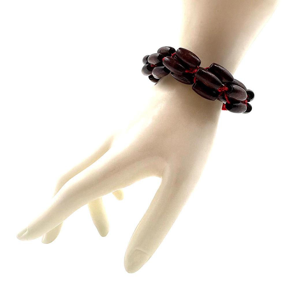 Crimson Cord & Ebony Barrel Bracelet