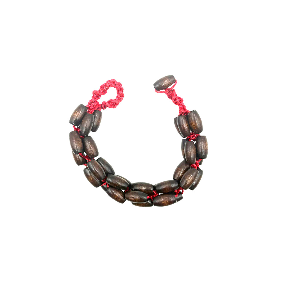 Crimson Cord & Ebony Barrel Bracelet