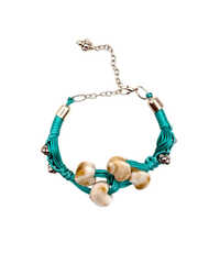 Adjustable Teal Thread Knot Bracelet With Resin Beads