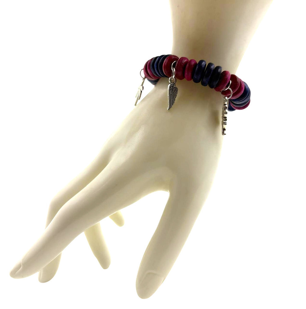 Midnight Berry And Leaf Charm Bracelet