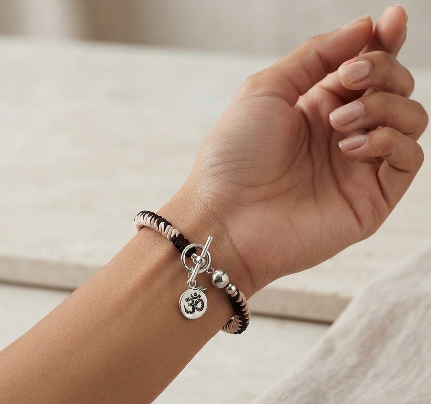 Om Mantra Spiral Woven Cord Bracelet