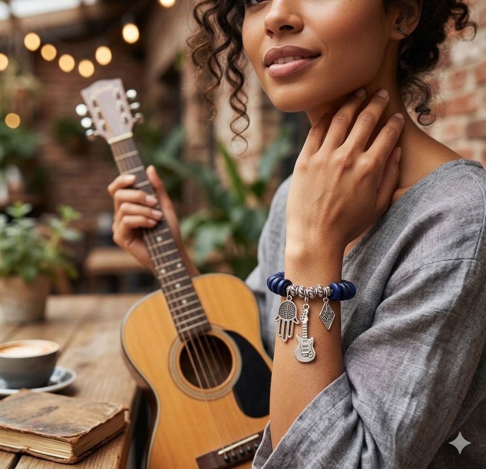 Mystic Rocker Indigo Wood Disc Bracelet