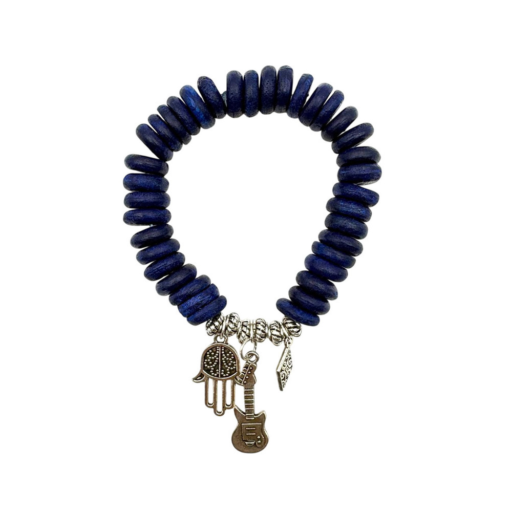 Mystic Rocker Indigo Wood Disc Bracelet