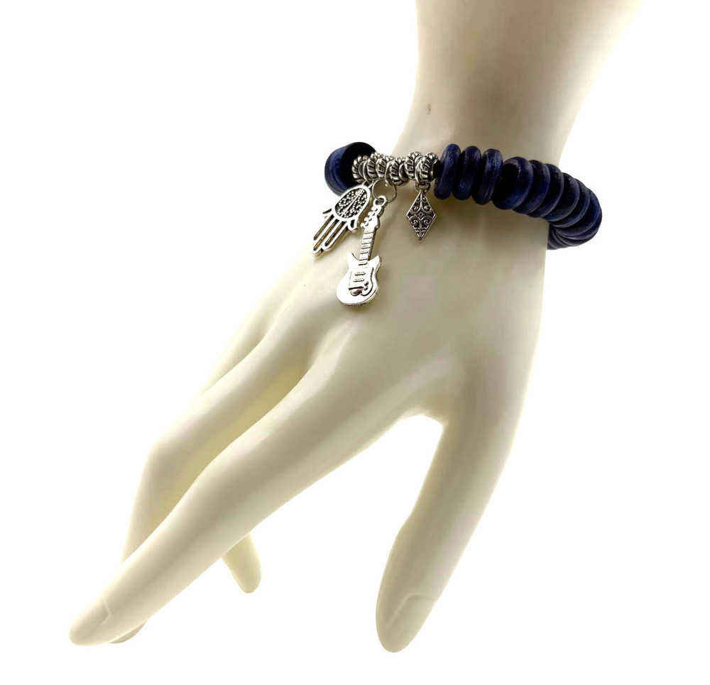 Mystic Rocker Indigo Wood Disc Bracelet