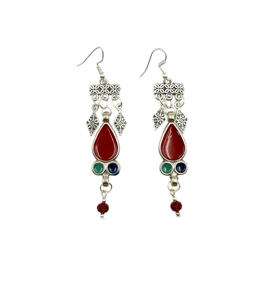 Ethnic Ruby Chandelier Earrings