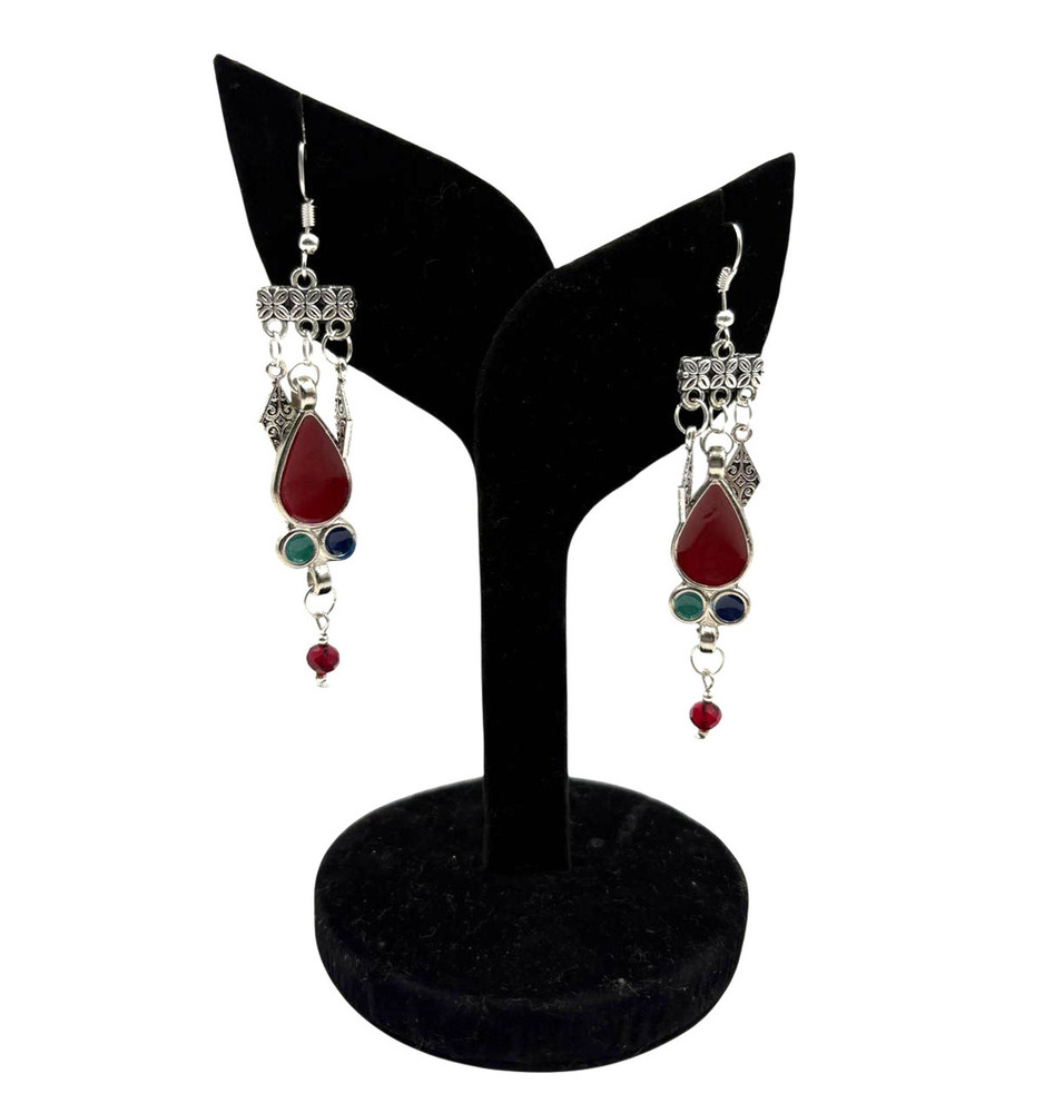 Ethnic Ruby Chandelier Earrings