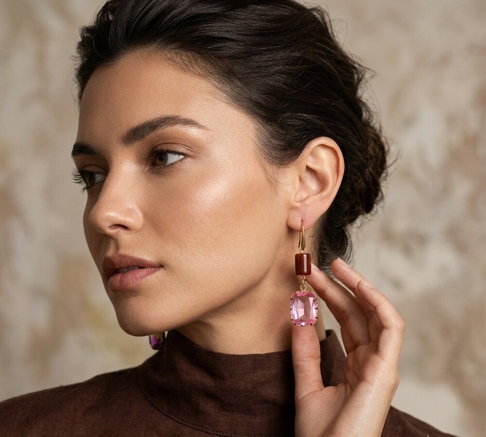 Rose Crystal Prism Drop Earrings