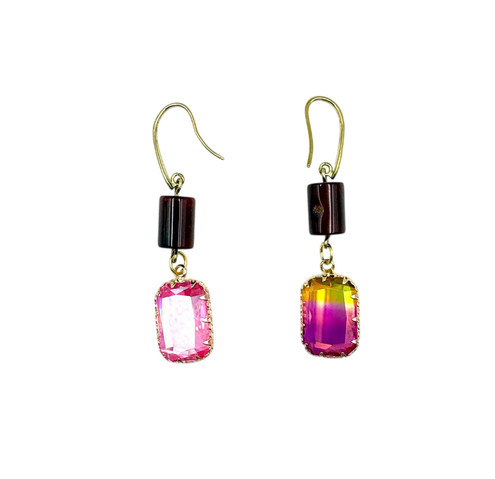 Rose Crystal Prism Drop Earrings