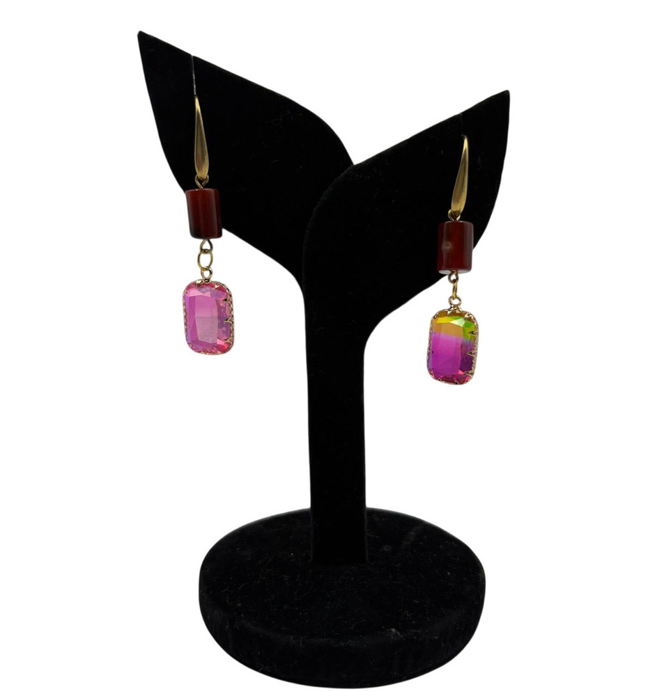 Rose Crystal Prism Drop Earrings