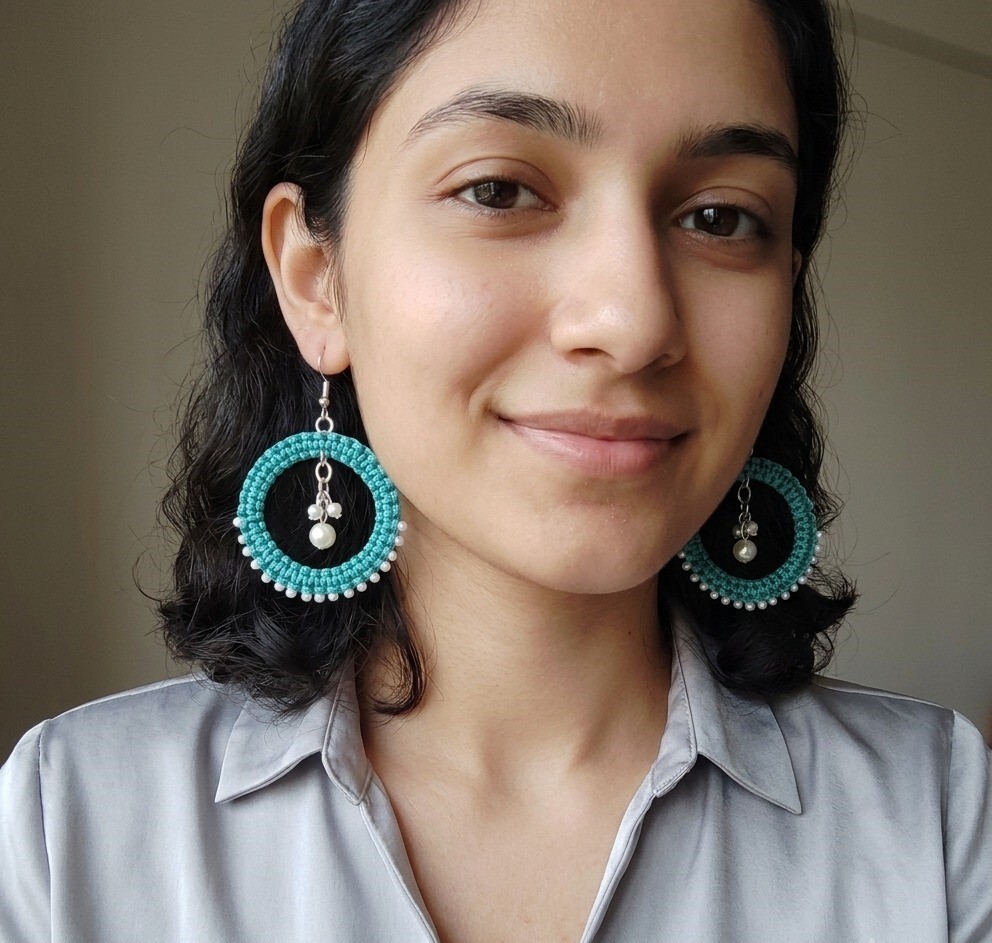 Teal Harmony Hoop Earrings