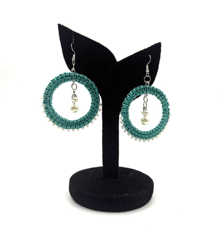 Teal Harmony Hoop Earrings