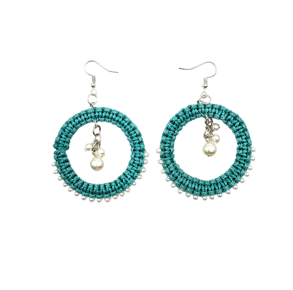 Teal Harmony Hoop Earrings