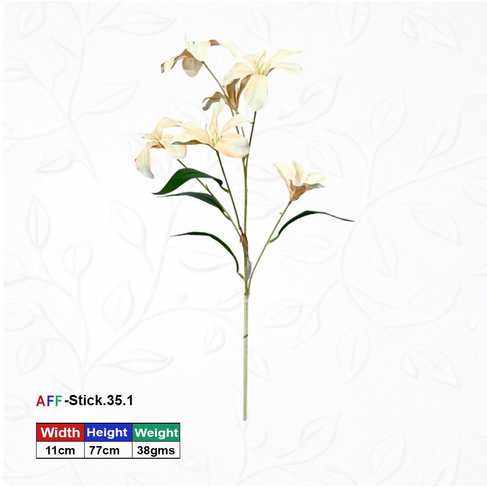 Artificial White Golden Lily Faux Flower