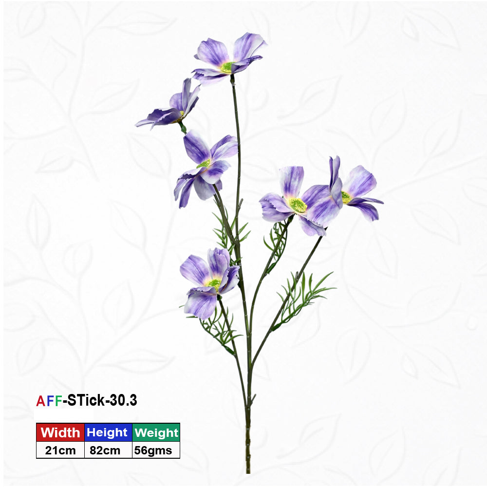 Artificial Blossom Silk Light Purle Flowers Stick